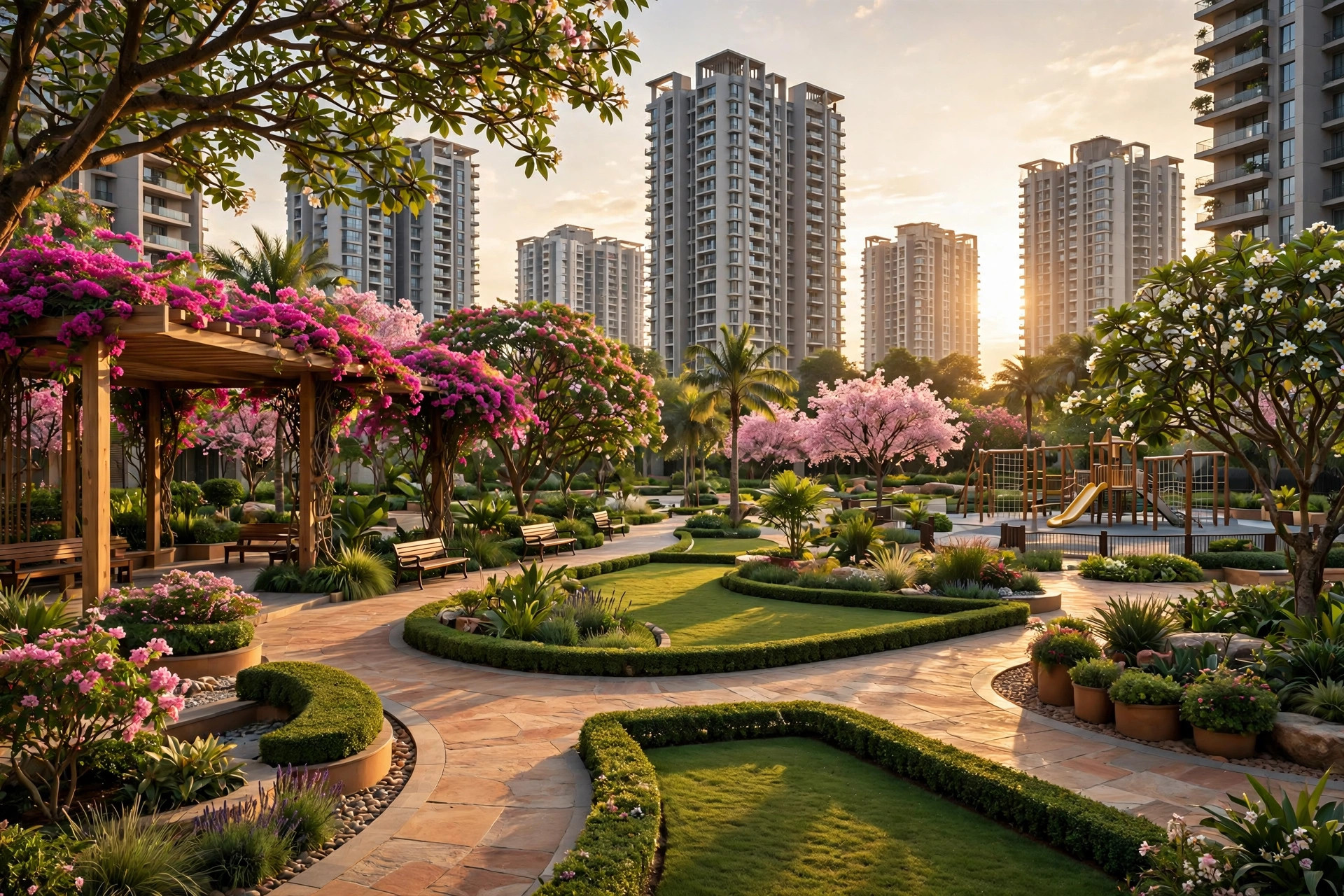 Landscaped podium garden